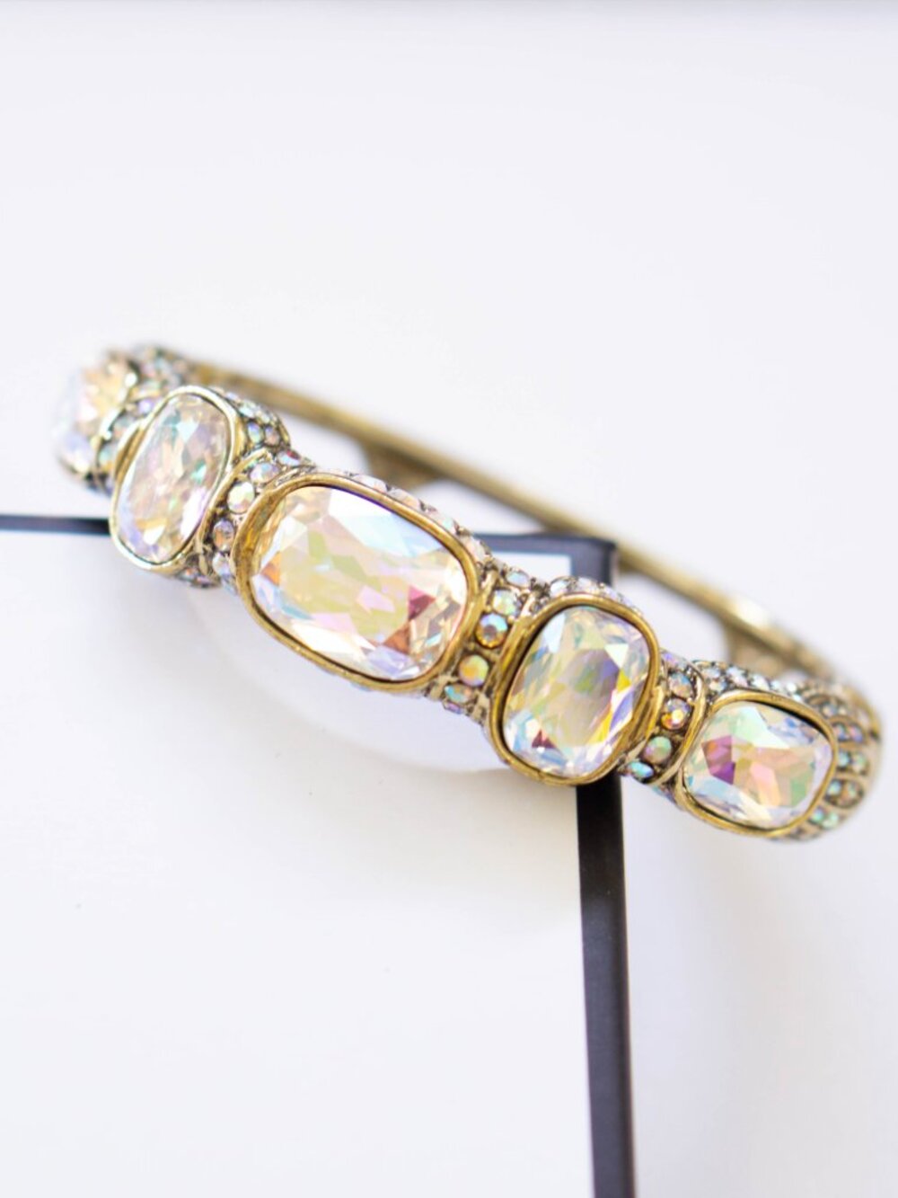 HEIDI DAUS Triple Play Captivating Cushion 5 stone Bangle